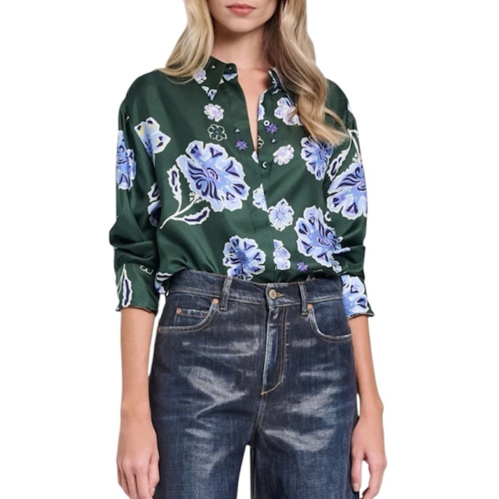 Dorothee Schumacher | Women’s 100% Silk Big Garden Button Down Blouse Size XS